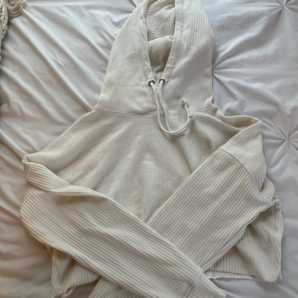 Cropped corded hoodie